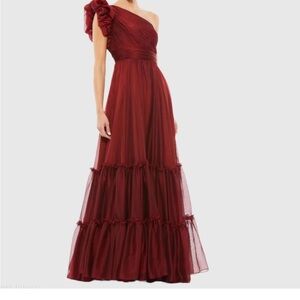 Mac Duggal One-Shoulder Burgundy Gown